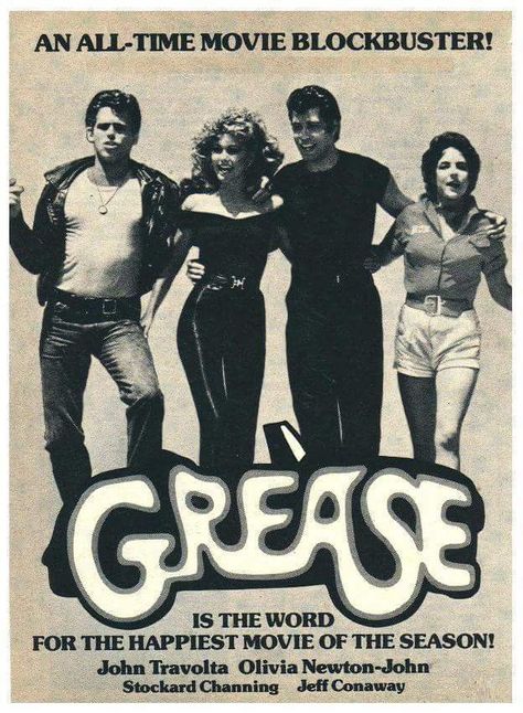 Grease Grease Poster Aesthetic, 1950s Movie Posters, Grease Movie Poster, Grease Poster, Grease Aesthetic, Stockard Channing, Happy Movie, Grease Movie, Dorm Walls