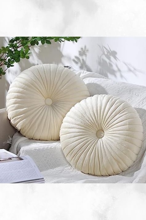 Namalu Round Throw Pillow 13.8 Inch Decorative Round Velvet Floor Pillows Small Pumpkin Throw Pillow Cushion for Living Room Sofa Bed (Cream,2 Pcs). Amazon Finds Bay Window Cushion, Small Throw Pillows, Window Cushion, Round Seat Cushions, Rose Bedding, Round Throw Pillows, Round Pillow, Bed Pillows Decorative, Sofa Decor