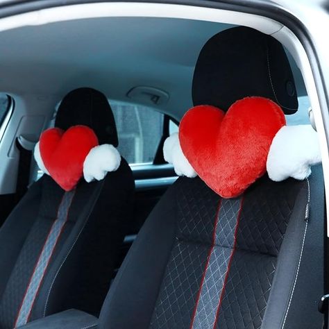 Amazon.com: Macarrie 2 Pcs Plush Heart Shaped Pillow with Angel Wings Car Headrest Pillow Soft Comfortable Car Seat Pillow for Driving Travelling Room Office Car Decor, 19.7 x 8.3 Inch (Red) : Everything Else Pink Car Interior, Heart Shaped Pillow, Car Seat Pillow, Shaped Pillows, Travel Room, Seat Pillow, Car Seat Headrest, Car Headrest, Girly Car