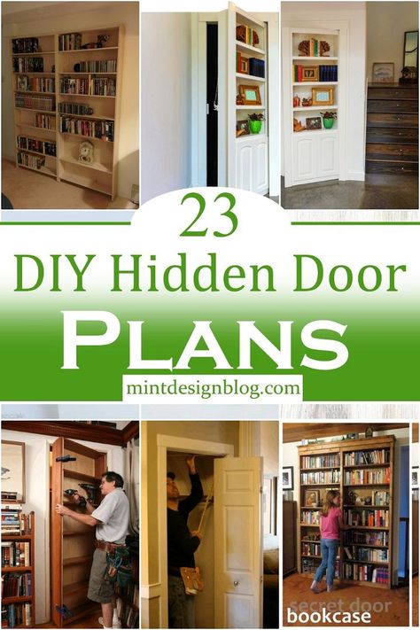 Bookshelf Closet Door Diy, Hidden Door To Stairs, Bookshelf Closet Doors, Rolling Bookcase Door, Library Around Door, Shelves On Door, How To Make A Door Blend Into The Wall, Diy Murphy Door Bookcases, Diy Hidden Door Bookcase