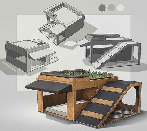 Dog House Concept By Bobby_ricci Dog House Design, Kandang Hamster, Grass Patio, Modern Dog Houses, Katt Grejer, Dog House Plans, Cool Dog Houses, Cat House Diy, Dog Yard