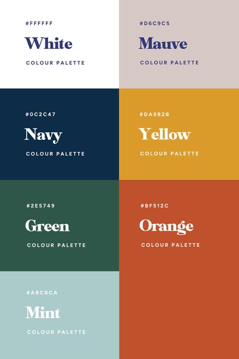 Love this calming & creative website color palette! Click to see the perfect mix of modern & muted tones for your next project! #websitedesign #colorpalette #inspiration ✨ Mint Color Palettes, Color Palette Brand, Pantone Palette, Website Color Palette, Orange Color Palettes, Hex Color Palette, Color Palette Yellow, Branding Strategy, Creative Website