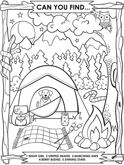 Camping Crafts For Kindergarten, Camping Coloring Pages Free Printable, Adventure Crafts For Kids, Camping Art Projects, Camping Preschool, Camping Theme Preschool, Camping Coloring Pages, Camping Classroom, Camping Desserts