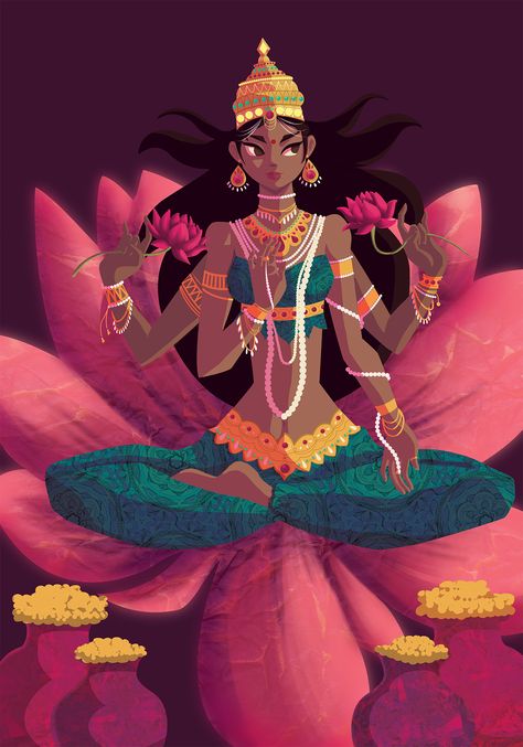 Hindu Goddess Illustration, Laxmi Goddess Painting, Goddess Lakshmi Art, Lakshmi Illustration, Indian Gods Illustration, Laxmi Goddess, Goddess Lakshmi Drawing, Lakshmi Wallpaper, Indian Goddess Illustration