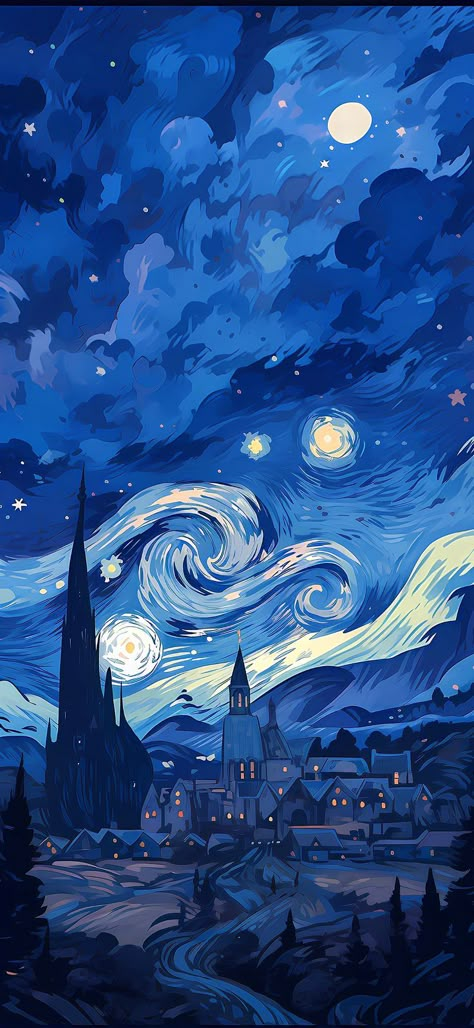 Animation Asthetics Wallpaper, Van Gogh Screensaver, Starry Night Wallpaper Landscape, Wallpapers For Tablets Aesthetic, Pixel 9 Wallpapers, Aesthetic Images For Widgets, Applewatch Backgrounds, Dark Blue Wallpapers Aesthetic, Blue Asthetics Background