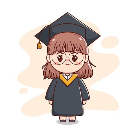 Happy graduation short hair girl with ca... | Premium Vector #Freepik #vector #business #school #people #party Graduation Cartoon Art, Congratulations Logo, Graduate Cartoon, Graduation Props, Cartoon Graduation, Graduation Illustration, Teachers Day Drawing, Graduation Logo, Graduation Drawing