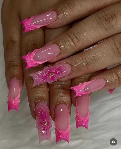 Colored Acrylic Nails, Girly Acrylic Nails, French Tip Acrylic Nails, French Acrylic Nails, Classy Acrylic Nails, Vacation Nails, Long Square Acrylic Nails, Unique Acrylic Nails, Nail Swag