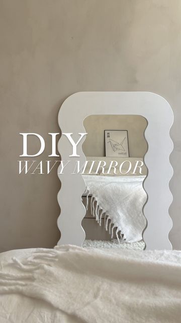 Diy Squiggle Mirror, Wavy Mirror Diy, Mirror Transformation Diy, Diy Wavy Mirror, Cubicle Makeover Ideas, Squiggly Mirror, Cute Cubicle, Squiggle Mirror, Curvy Mirror