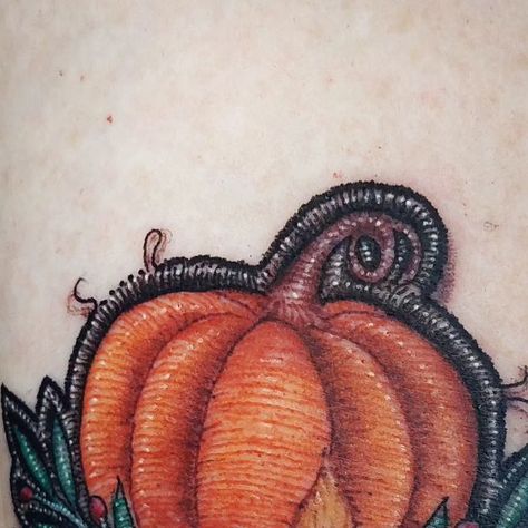 Pumpkin Patch Tattoo, Small Color Tattoo, Patch Tattoo, Pumpkin Tattoo, Glitter Pumpkins, 2nd Place, Flower Tattoo Designs, Color Tattoo, Pumpkin Patch