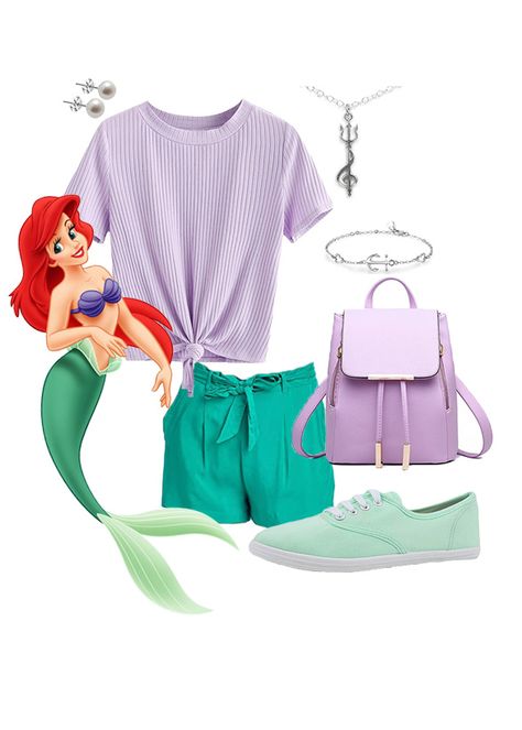 Disneybound Casual, Disneybound Outfits Summer, Mermaid Disneybound, Ariel Disneybound, Universal Outfits, Cinderella Disneybound, Carnaval Costumes, Mermaid Outfits, 1990s Outfits