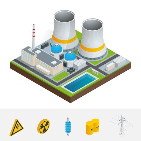 Nuclear Power Station, Verbs List, Nuclear Plant, Hydroelectric Power, Power Lines, Nuclear Energy, Motion Graphics Inspiration, Isometric Art, Isometric Design