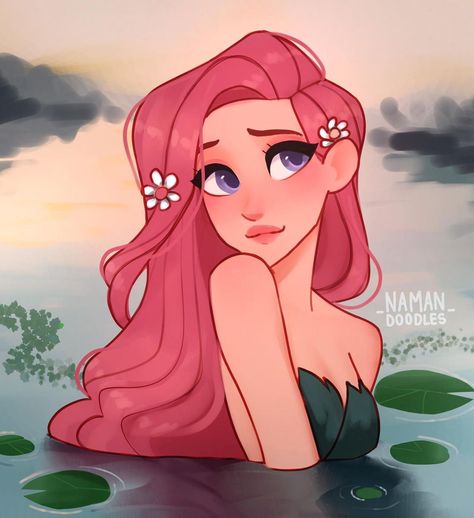 Mermaid Character, Sketch Digital, Disney Princess Fan Art, Disney Princess Drawings, Princess Drawings, Disney Artwork, Anime Design, Pinturas Disney, Disney Princess Art