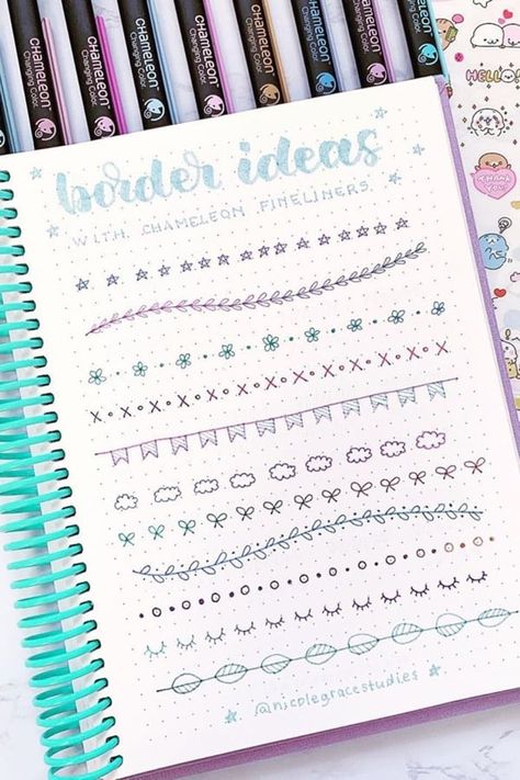 Collection of super cute and easy bullet journal divider ideas #bujodoodle #bulletjournal #bujodivider Divider Ideas Notes, Journal Dividers, Bullet Journal Dividers, Journal Banner, Bullet Journal Headers, Crazy Laura, Organizator Grafic, Note Ideas, Divider Ideas