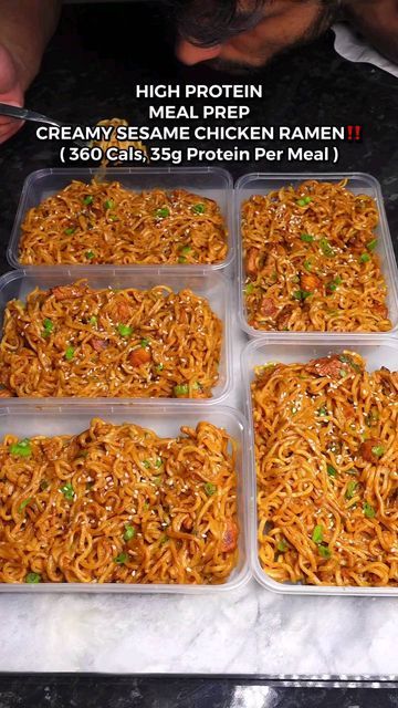 Sesame Chicken Ramen, Chicken Ramen, Raw Chicken Breast, Protein Meal Prep, High Protein Meal Prep, High Protein Meal, Healthy Lunch Meal Prep, Healthy High Protein Meals, High Protein Low Calorie