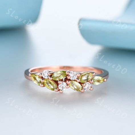 August Birthstone Rings, August Birthstone Engagement Rings, Peridot And Diamond Rings, Peridot And Opal Ring, Nontraditional Rings, Peridot Wedding Band, Peridot Wedding Ring, Birthstone Wedding Band, Graduation Ring