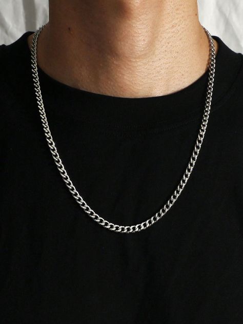 Fashionable Simple Style Stainless Steel Double-Sided Polishing NK Chain  Chain Titanium Steel Men's Necklace, Hip-Hop Trendy Men's Necklace, Street-Style High-End Men's Necklace, Multi-Matching Pendant For Boys, Men's Accessories Silver Fashionable,Hip-hop   Zinc Alloy     Men Fashion Jewelry, size features are:Bust: ,Length: ,Sleeve Length: Cool Chains Necklaces Men, Chain Fashion Men, Silver Chain For Boys, Boys Necklaces, Silver Chains For Men, Necklaces For Boys, Chain For Boys, Chain Necklace Outfit, Guy Jewelry