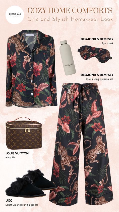 Stylish Home Outfits, Luxury Pjs Pajama Set, Luxury Pajamas For Women, Fancy Pyjamas, Luxury Pjs, Classy Loungewear, Desmond Dempsey, Elegant Loungewear, Cute Lounge Outfits