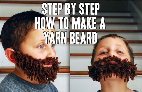 Step by Step on How to Make a Yarn Beard - Gift Ideas From Beardoholic.com Diy Beard Costume, Yarn Beard Diy, Fake Beard Diy, Arab Beard, Beard Party, Pirate Beard, Yarn Beard, Crochet Beard, Beard Costume