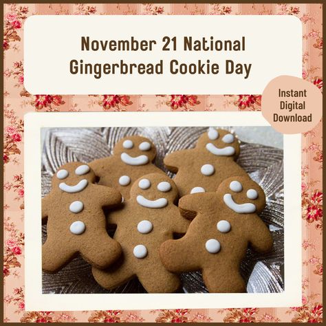 Free Recipe of the Day, Happy November 21 National Gingerbread Cookie Day National Celebration Days, Powdered Sugar Icing, National Cookie Day, Happy September, Happy November, Sugar Icing, Celebration Day, Gingerbread Cookie, September 8