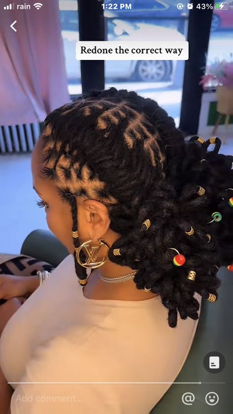 Loc Styles Homecoming, Short Loc Formal Styles, Wedding Loc Updo, Loc Bob Styles For Women, Medium Starter Locs Styles, Cute Hairstyles For Dreadlocks, Homecoming Loc Hairstyles, Med Length Loc Styles, Messy Loc Bun Dreadlocks Updo