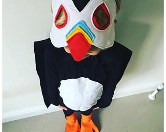 Puffin Costume for Kids & Adults, Puffin Party, Kids Puffin Outfit, Adult Puffin Costume: Puffin Mask, Cape and Feet. Robin's Bobbins Puffin Costume, Halloween Outfits Adults, World Book Day Outfits, Puffin Rock, Rock Dress, Felt Mask, Rock Dresses, World Book Day, Kids Dress Up