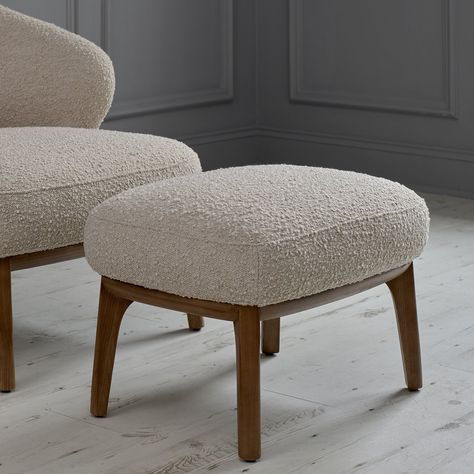 Fabric Footstool, Boucle Armchair, Wooden Footstool, Modern Footstool, Small Footstool, Big Cushions, Round Footstool, How To Hang Wallpaper, Storage Furniture Bedroom