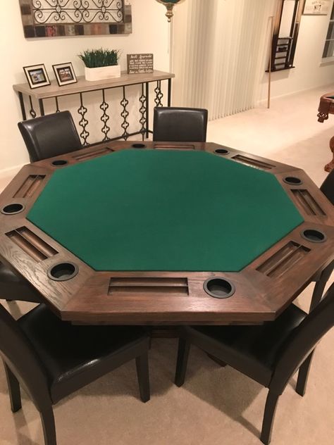 6 Person Poker Table, Poker Table Ideas Diy, Poker Table With Chairs, Poker Table Room Ideas, Home Poker Table, Poker Set Up, Poker Table Ideas, Game Table In Living Room, Poker Table Design