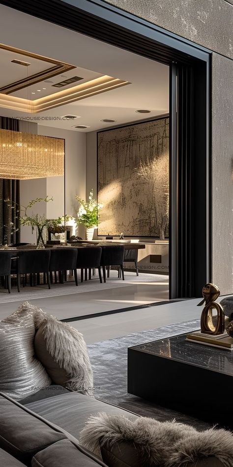 Refined Modern Interior Design, Exclusive Interior Design, Luxurious Dining Room Design, Modern Home Furnishings, Modern Board Room Design, Opulent Dining Room, Modern Opulence Interiors, Modern House Design Interior 2024, Living Room Luxury Elegant