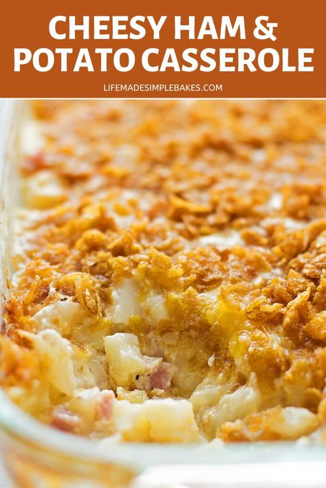 Creamy Cheesy Potatoes, Ham And Potato Casserole, Party Potatoes, The Girl Who Ate Everything, Cheesy Ham, Hashbrown Casserole, Cheesy Potatoes, 9x13 Baking Dish, Corn Flakes