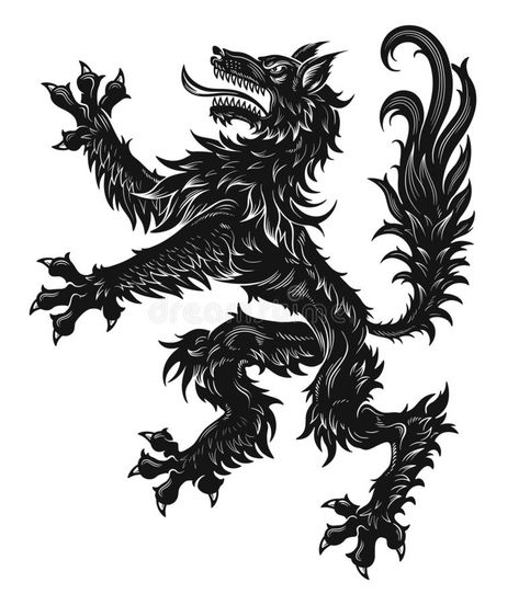 Heraldic wolf black stock vector. Illustration of medieval ... Crest Tattoo, Wolf Black, Heraldry Design, Shadow Wolf, Medieval Tattoo, Wolf Illustration, Werewolf Art, Tattoo Style Drawings, Tattoo Art Drawings