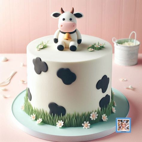 Discover how to create an adorable cow-inspired celebration cake with fondant cow details using an AI image prompt. A fun, creative cake design brought to life with AI #Cake #CakeDecorating #CakeDesign #Cow #White #Black #Farm #Animals #Birthday #AI Farm Animals Birthday Cake, 18th Birthday Cake Cow, Fondant Cow, Cow Cake Buttercream, Diy Cow Cake How To Make, Buttercream Cow Cake, Cow Cake, Fondant Cow Cake, Farm Animal Cakes