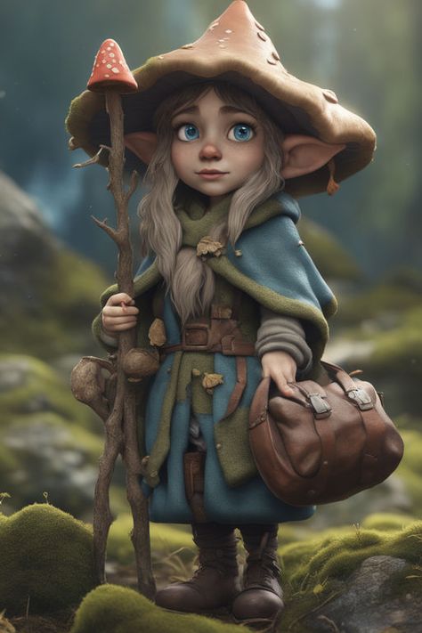 Forrest Gnomes Dnd, Gnome Pfp, Gnome Druid Female, Female Gnome Dnd, Forest Gnome Dnd Female, Dnd Gnome Art, Forest Gnome Dnd, Gnome Dnd Character Design, Gnome Fantasy Art