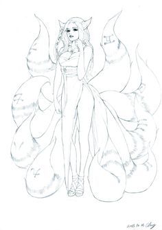 ArtStation - 九尾狐, Chang Hwan Chung(C.C.H) Kitsune Tail Drawing, Kitsune Drawing Sketch, 9 Tailed Fox Drawing, Kitsune Shrine, Kitsune Drawing, Demon Dnd, Fox Tattoo Design, Fox Drawing, Fox Art