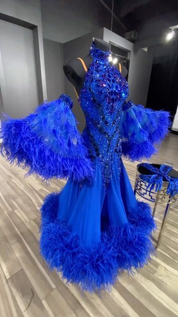 Pretty Ballroom Dresses, Ballroom Dancing Dress, Ballroom Dance Dress, Ballroom Dresses, Glamorous Blue Club Dress, Blue Stretch Dresses For Ballroom, Latin Ballroom Costume, Latino Dress, Luxury Performance Ballroom Dresses