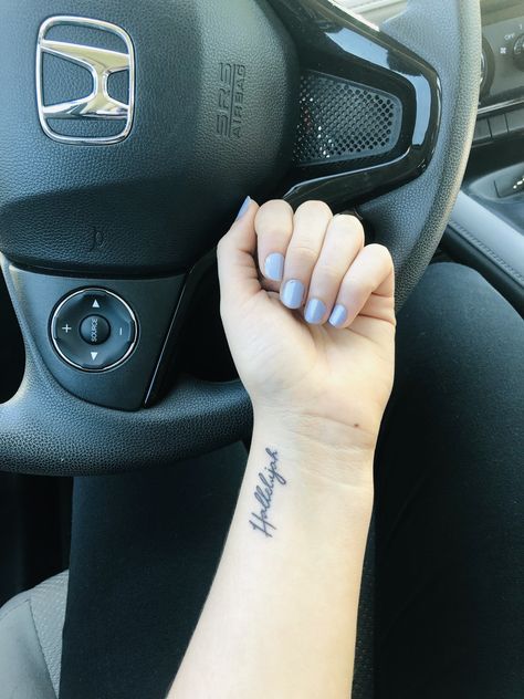 Law And Order Svu Tattoo Ideas, Hallelujah Anyway Tattoo, Hallelujah Tattoo Fonts, Hard Fought Hallelujah Tattoo, Ways Tattoo Jhene Aiko Cursive, Hallelujah Tattoo, Hallelujah Meaning, Tattoos 2023, Verse Tattoos