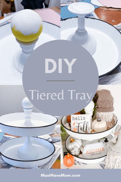 Diy Tier Tray How To Make, Diy Farmhouse Tiered Tray, Tiered Trays Diy, How To Make A Tiered Tray, Dollar Tree Tiered Tray Diy, Room Reset, Diy Tiered Tray, Tiered Tray Stand, Farmhouse Inspired Decor