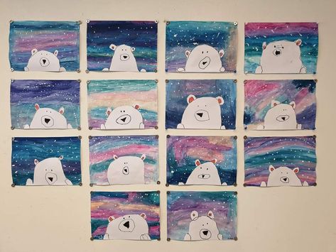 Winter Art Lesson, First Grade Art, Polar Bear Art, Church Easter Decorations, Winter Art Projects, Winter Kindergarten, Winter Preschool, Decorations Table, Winter Crafts For Kids