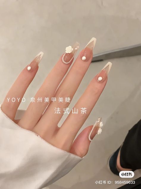 Korean Gem Nails, Douyin Nails, Unique Nail Art, Beauty Hacks Nails, Asian Nails, Beige Nails, Minimal Nails, Work Nails, Blush Nails