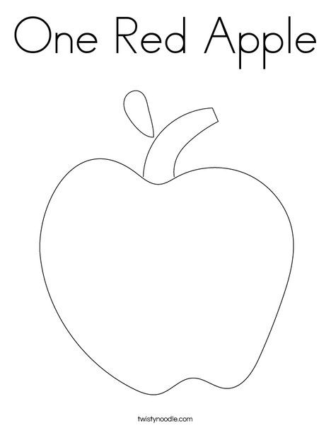 One Red Apple Coloring Page - Twisty Noodle Red Apple Craft Preschool, September Art Activities For Preschool, Red Toddler Activities, Apple Activities For Infants, Color Red Coloring Sheet, Color Red Preschool Activities, Color Red Activity For Preschool, Apple Toddler Crafts, Color Red Craft