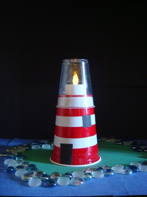 10 Children's Lighthouse Crafts to Make This Summer - Lighthouse Theme Party, Lighthouse Craft, Diy Lighthouse, Lighthouse Crafts, Bible School Crafts, Vbs Crafts, Church Activities, Ocean Crafts, Church Crafts