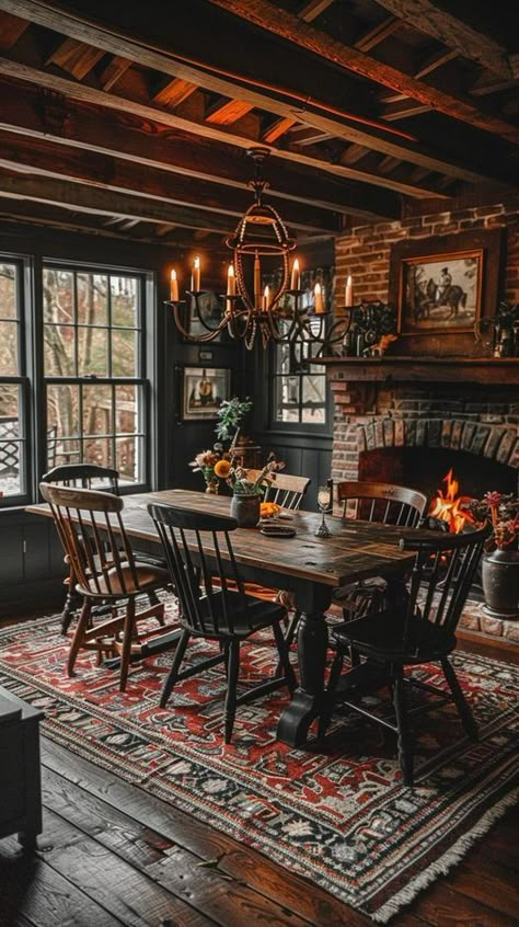 Vintage Homes Interior, Cozy Gothic Aesthetic, Vintage Rustic Interior Design, 19th Century Homes Interior Design, Outlander Inspired Living Room, Earthy Cozy Home, Old House Design Interior, Moody Southern Home, Salvatore House Aesthetic