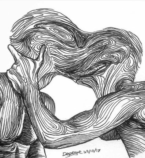 Two Souls Drawing, Bodies Entwined Art, Awesome Drawings Creativity, Figure Structure Drawing, Intamite Drawing Reference, Unique Easy Drawings, B&w Drawings, Outer Body Experience Art, Histrionic Art