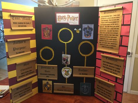 Harry Potter and the Sorcerer's Stone  Book fair project Harry Potter Display, Reading Fair, Book Report Projects, Sorcerers Stone, Harry Potter Book Covers, Literature Project, Harry Potter School, Reading Boards, Harry Potter Classroom