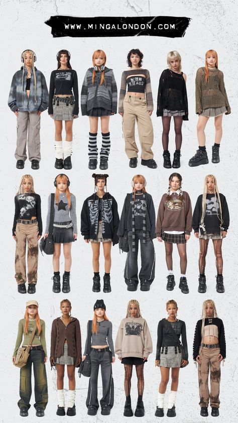 Gruge Outfits Girl, Y2k Retro Outfits, Y2k Layered Outfits, Escape Room Outfit, Outfit Styles Types Of Aesthetic, Abuci Fashion, How To Style A Jersey, How To Dress Grunge, Sims Inspiration People