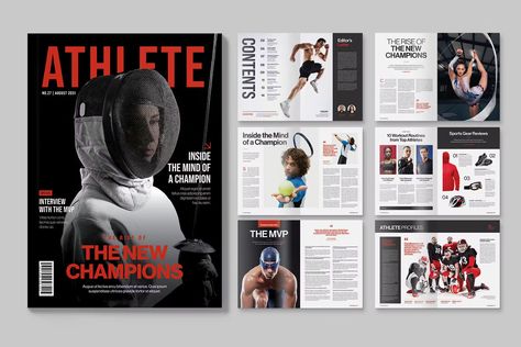 Sports Magazine Template, Print Templates ft. magazine & sport - Envato Elements Sport Magazine Layout, Sports Magazine Layout, Magazine Graphic Design, San Beda, Magazine Sport, 잡지 레이아웃, Gym Facilities, Sport Magazine, Golf Magazine