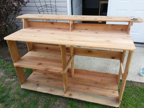 How to: Make an Outdoor Bar and Grilling Prep Station | Man Made DIY | Crafts for Men | Keywords: DIY, entertaining, grilling, kitchen Outdoor Bar And Grill, Cedar Fence Pickets, Diy Outdoor Bar, Prep Table, Outdoor Kitchen Countertops, Tiki Bars, Bar Exterior, Outdoor Kitchen Appliances, Cedar Fence