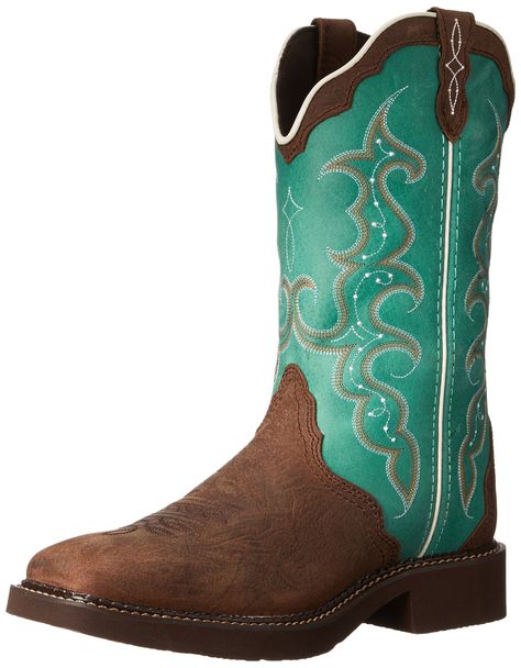 PRICES MAY VARY. Full-Grain Leather 12" shaft Square toe . Full-grain leather. 12" shaft. Square toe. Fabric lining. J-flex cushion insole. Double rose scallop. Shaft embroideryRubber outsoleStockman heel Shoes Board, Justin Boots Womens, Boots Woman, Teal Leather, Square Toe Boots, Justin Boots, Cowboy Boots Women, Toe Boots, Winter Boots Women