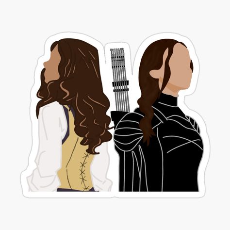 Get my art printed on awesome products. Support me at Redbubble #RBandME: https://www.redbubble.com/i/sticker/Lucy-Gray-Baird-and-Katniss-Everdeen-The-Hunger-Games-by-MirTings/156059267.JCQM3?asc=u Lucy Gray Baird Fanart, Hunger Games Stickers, Hunger Games Logo, Hunger Games Drawings, Tracing Pictures, Paper Doll House, Bubble Stickers, Mirror Stickers, Katniss Everdeen