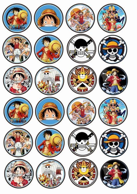 One Piece Cupcake Topper Printable, Luffy Birthday Party, One Piece Topper Printable, One Piece Cake Topper Printable, One Piece Cookies, One Piece Cake Topper, One Piece Birthdays, One Piece Theme, Cupcake Toppers Free