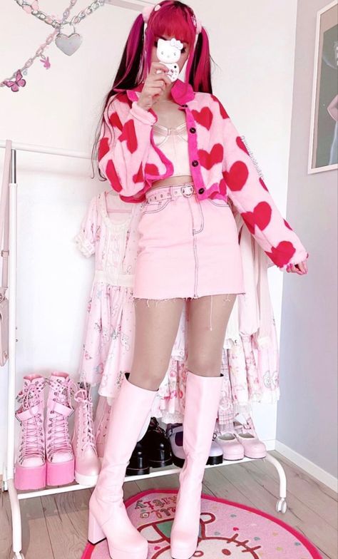 Kawaii, Couture, Haute Couture, Heart Aesthetic Outfit, Cupid Outfit Aesthetic, Heart Themed Outfit, Heart Inspired Outfit, Lovecore Dress, Love Core Outfits